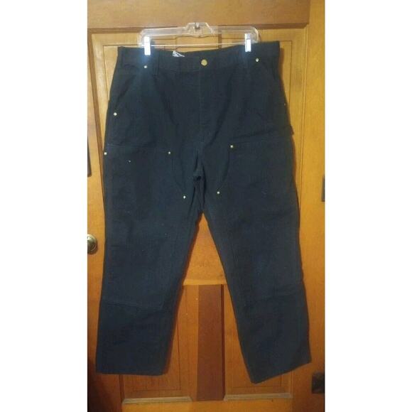 VTG Carhartt B01-BLK Double Knee Pant Mens 40x32 Black Duck Work Carpenter - Picture 9 of 12